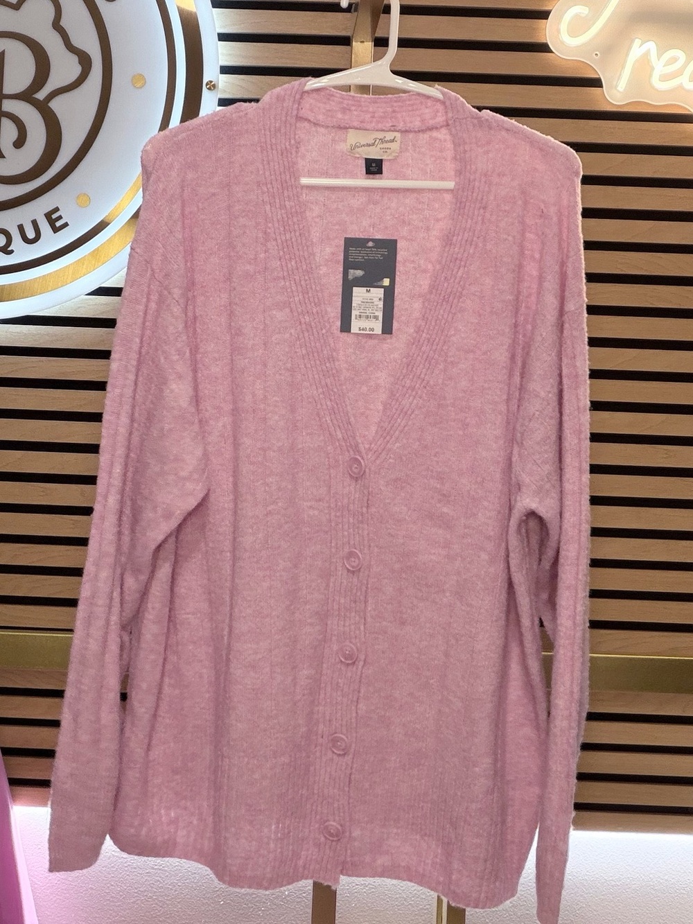 Universal Thread Pink Button-Front V-Neck Cardigan